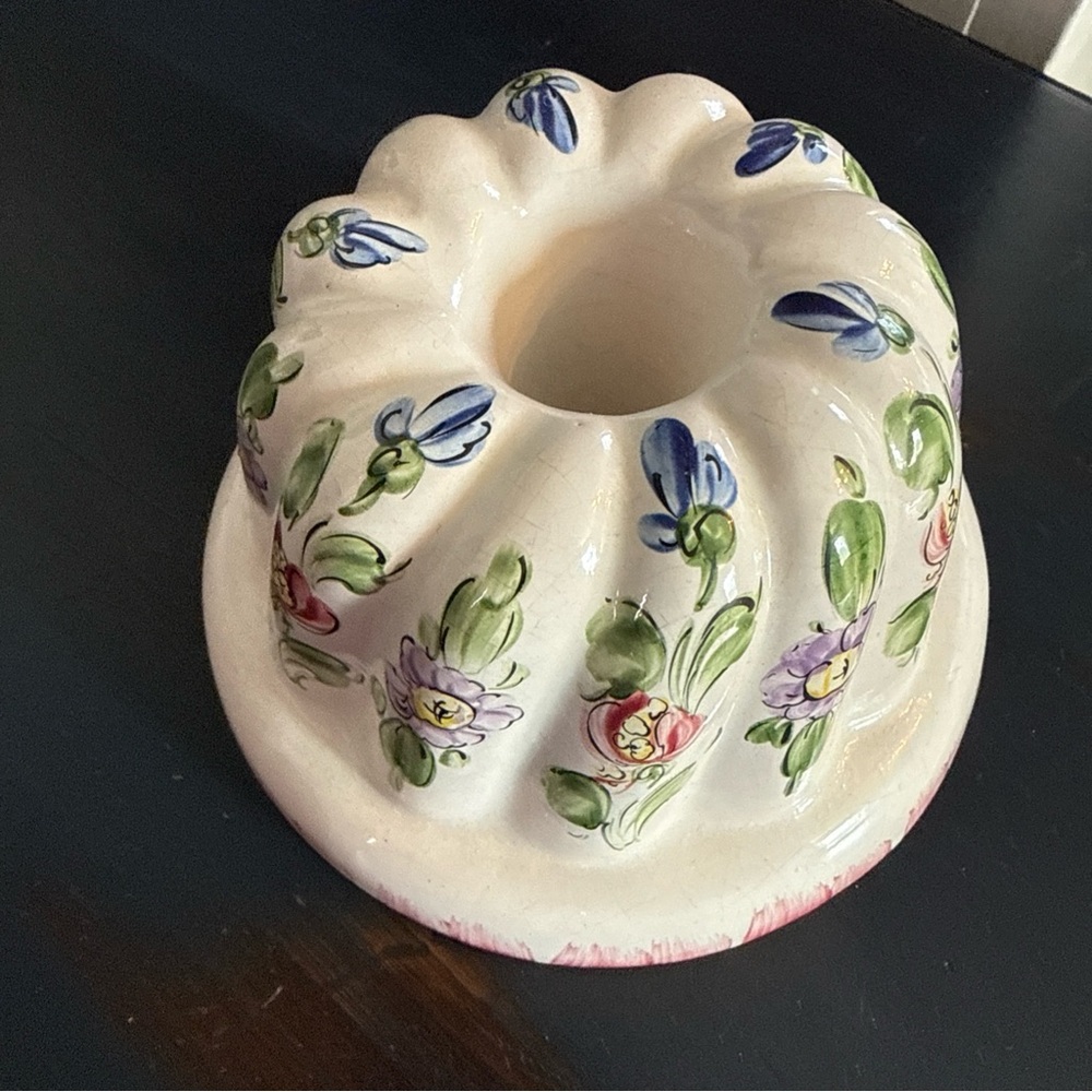 Vintage Soufflenheim Alsace France Signed Kugelhopf Bundt Cake Mold Pottery 6”